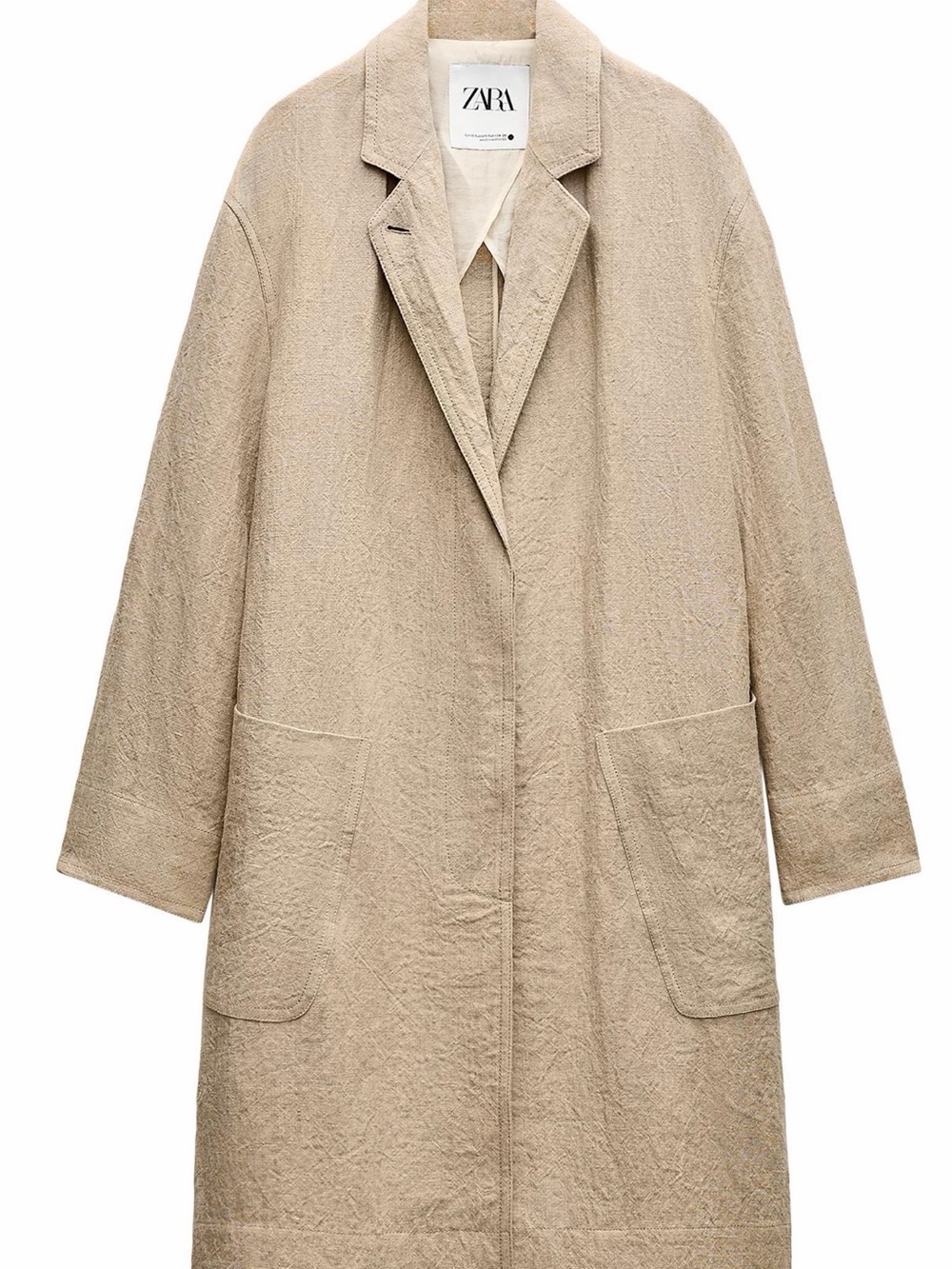 Zara Long Neutral Beige Trench Coat
